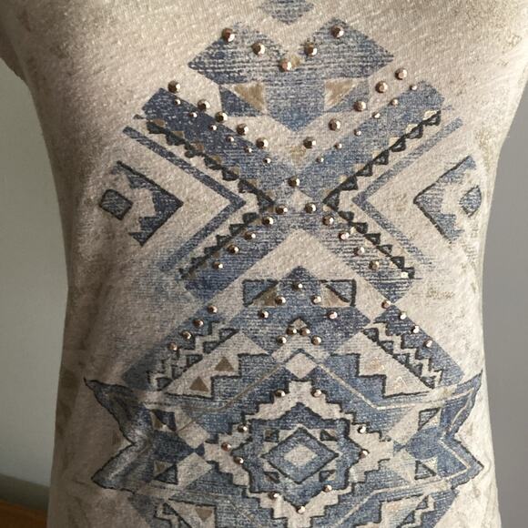 Maurice’s women’s short sleeve stretchy tee size small southwestern Boho knit - Picture 2 of 9